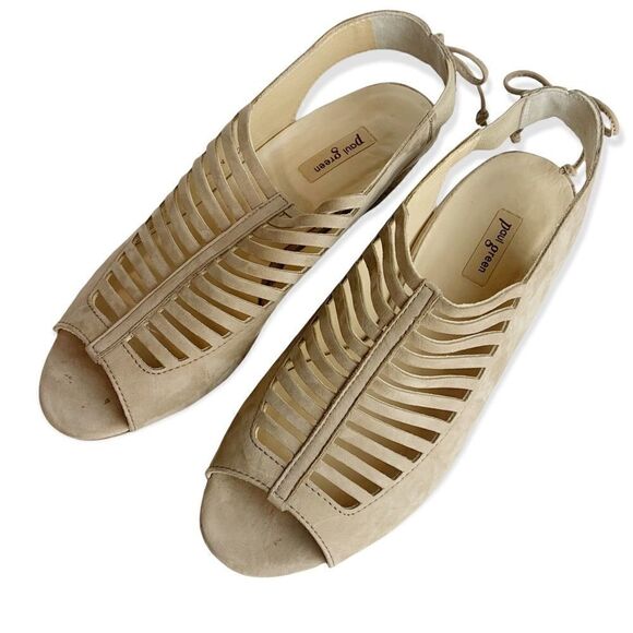 Paul Green Tan Leather Heel Slip On Sling back Sandal - Picture 4 of 7